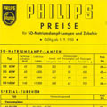 Philips Preisliste SO Lampen 1955